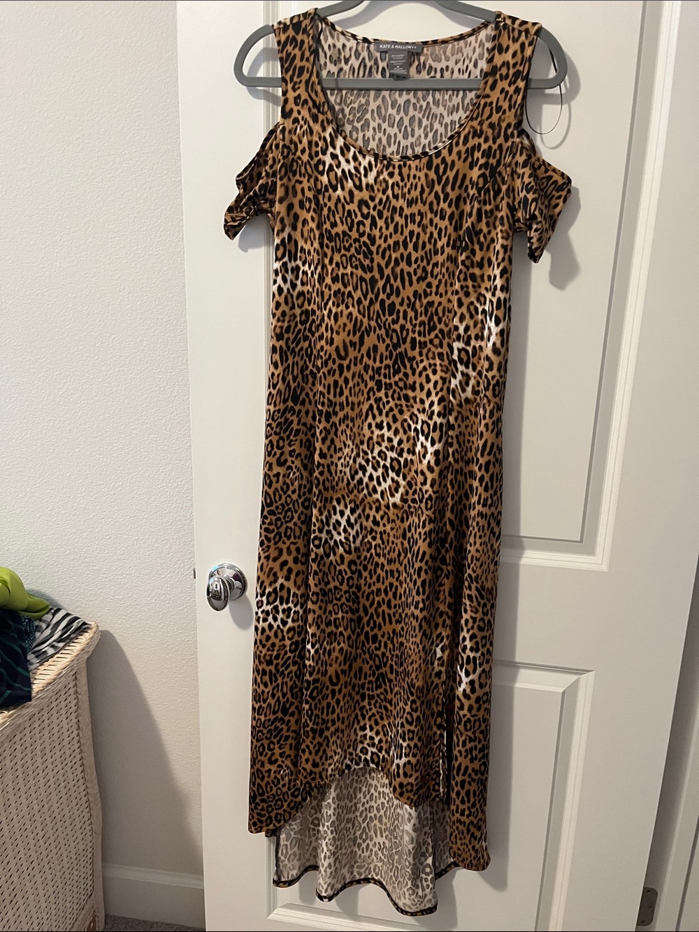 Kate & Mallory Leopard Print Cold-Shoulder Maxi Dress - Brown & Black